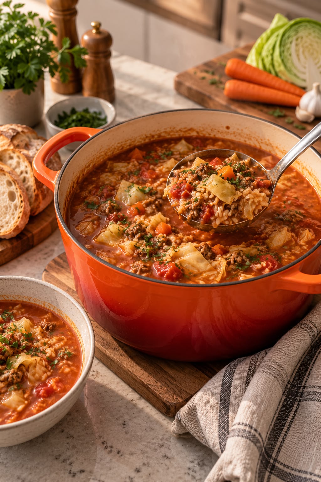 Recipe - Golumpki Soup in a Dutch Oven | Cozy Polish-Inspired Cabbage Soup