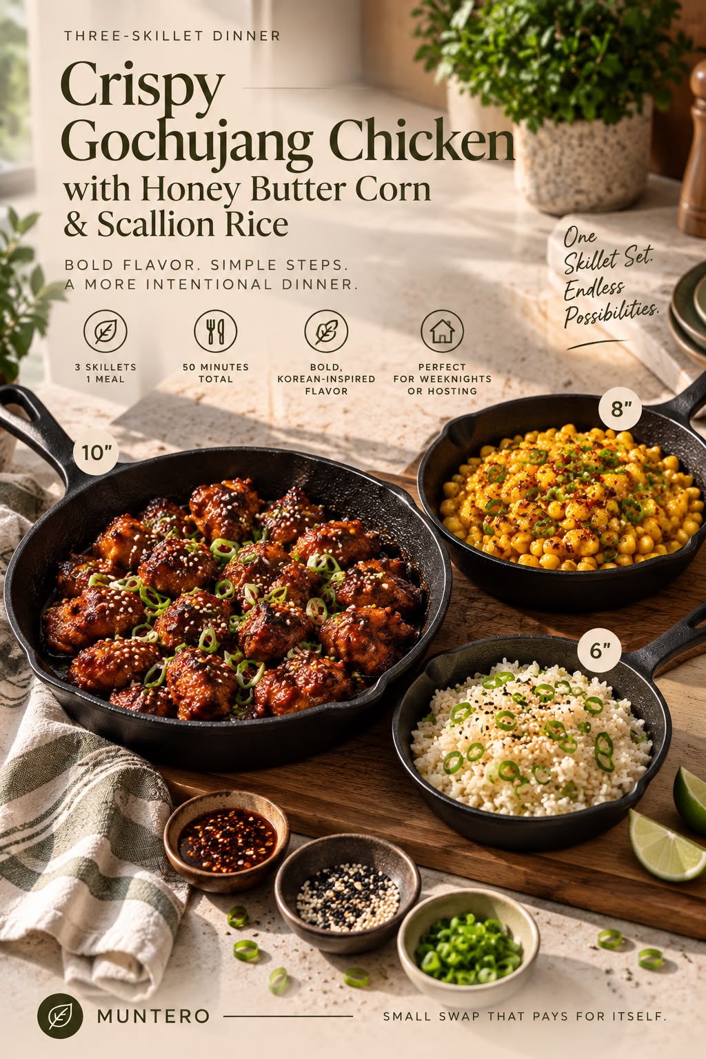 Crispy Gochujang Chicken with Honey Butter Corn