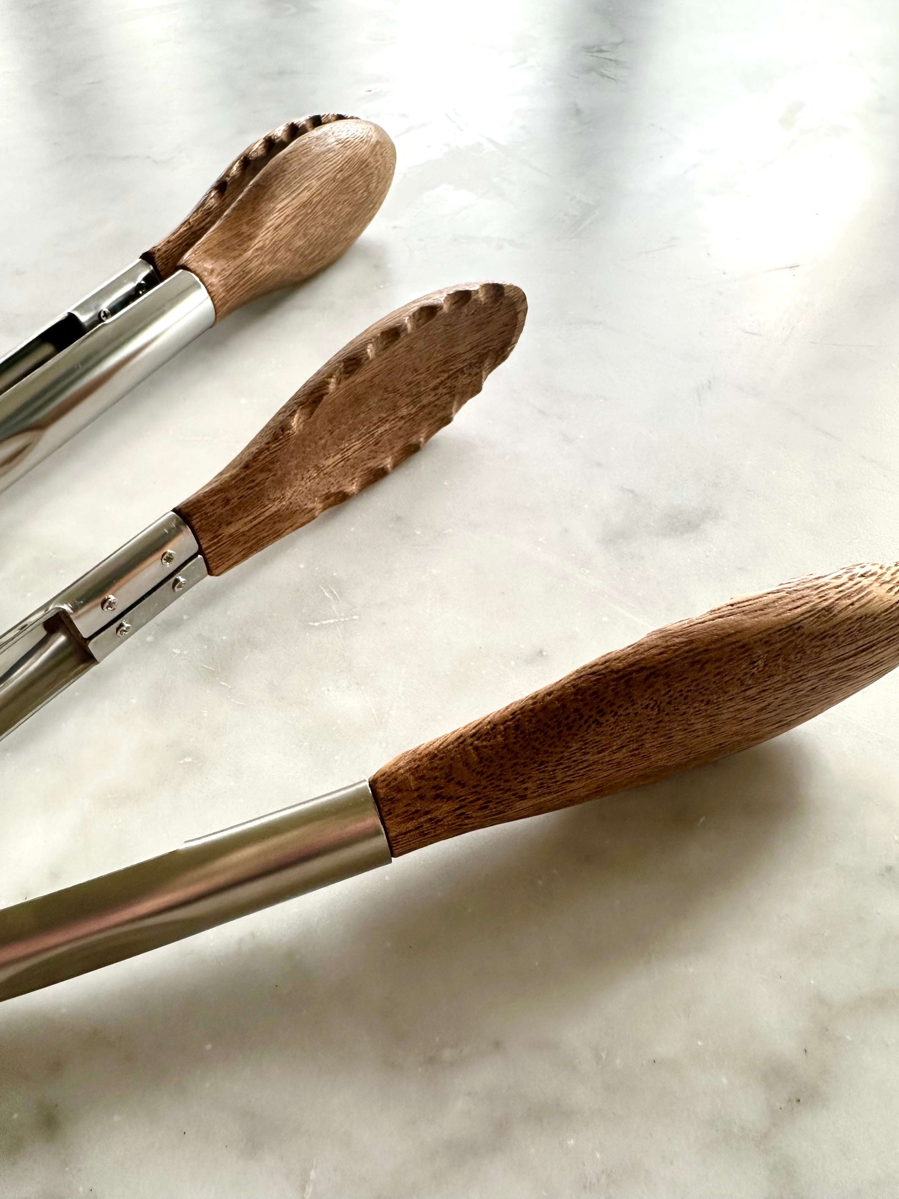 Carmel Acacia Wood Kitchen Tongs - 12" & 15" Set-3