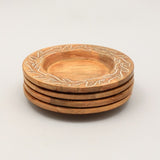 Handcrafted Wood Charger Plate — Carved Leaf Trim
