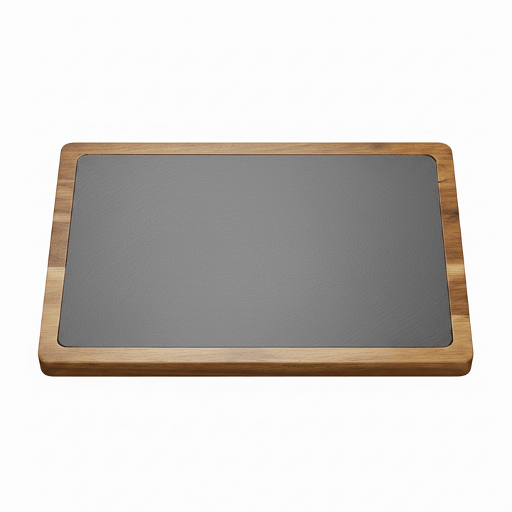 13x9 Acacia Wood & Slate Cutting Board – Handmade Charcuterie, Serving, and Engraving Board-0