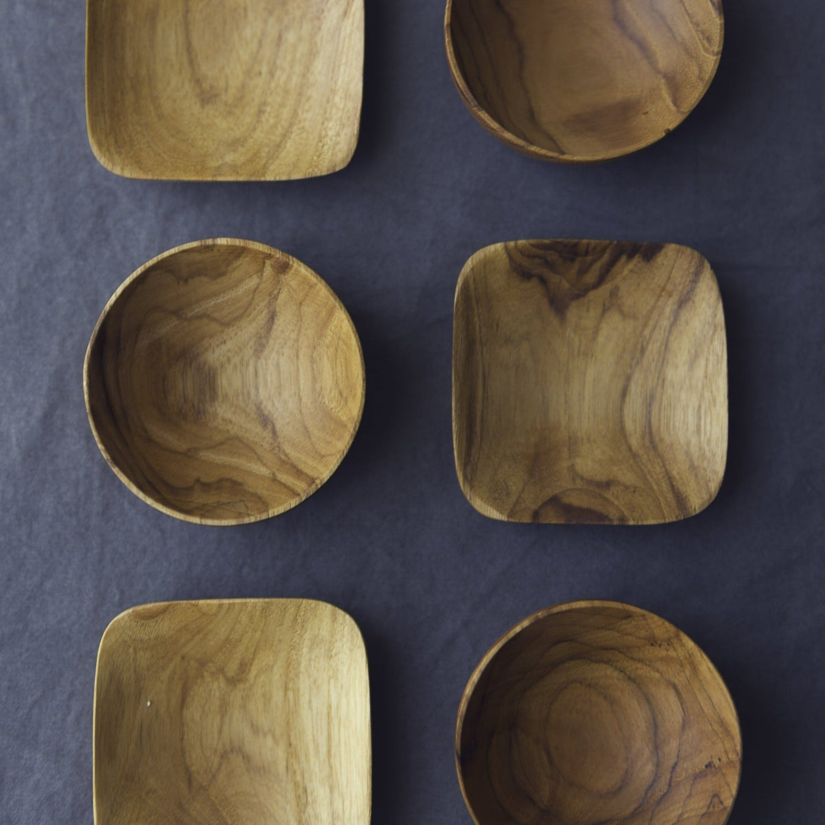 Teak Square Pinch Bowls, Set of 4-2