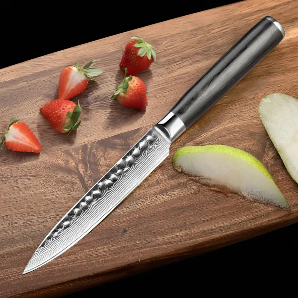 Damascus Steel Fruit and Fillet Knife Vintage Wood Handle Chef Knife-5