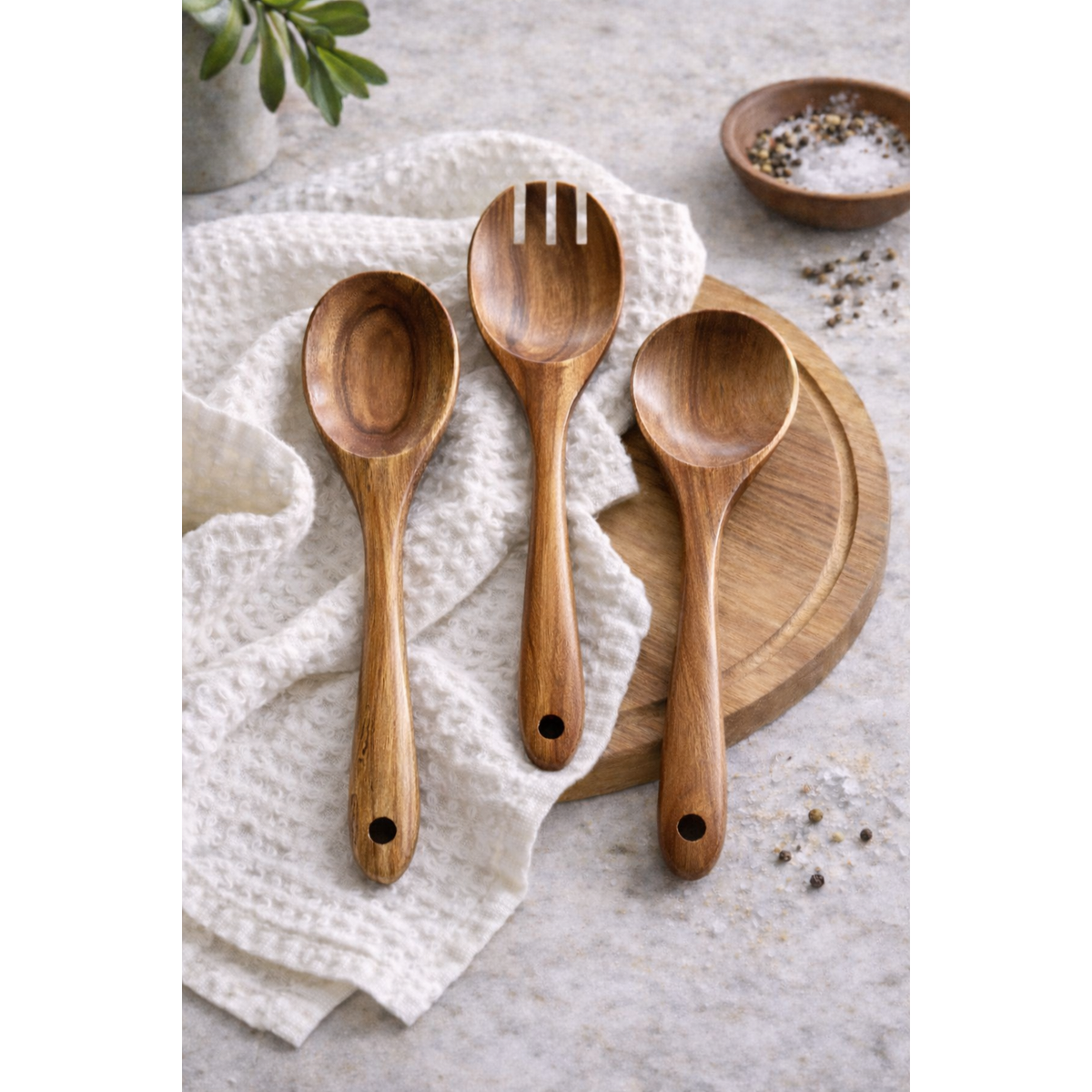 Tulum Teak Wooden Salad Serving Set - 3 Piece-0