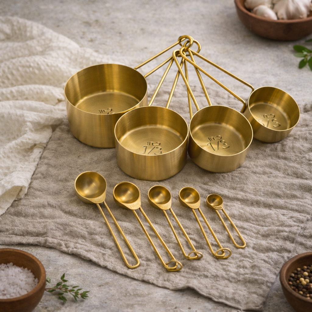 Sorrento Gold Measuring Cups & Spoons Set-0