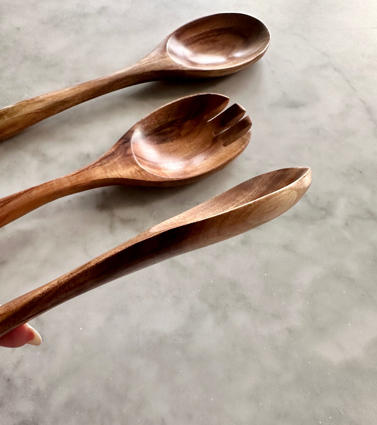 Tulum Teak Wooden Salad Serving Set - 3 Piece-3