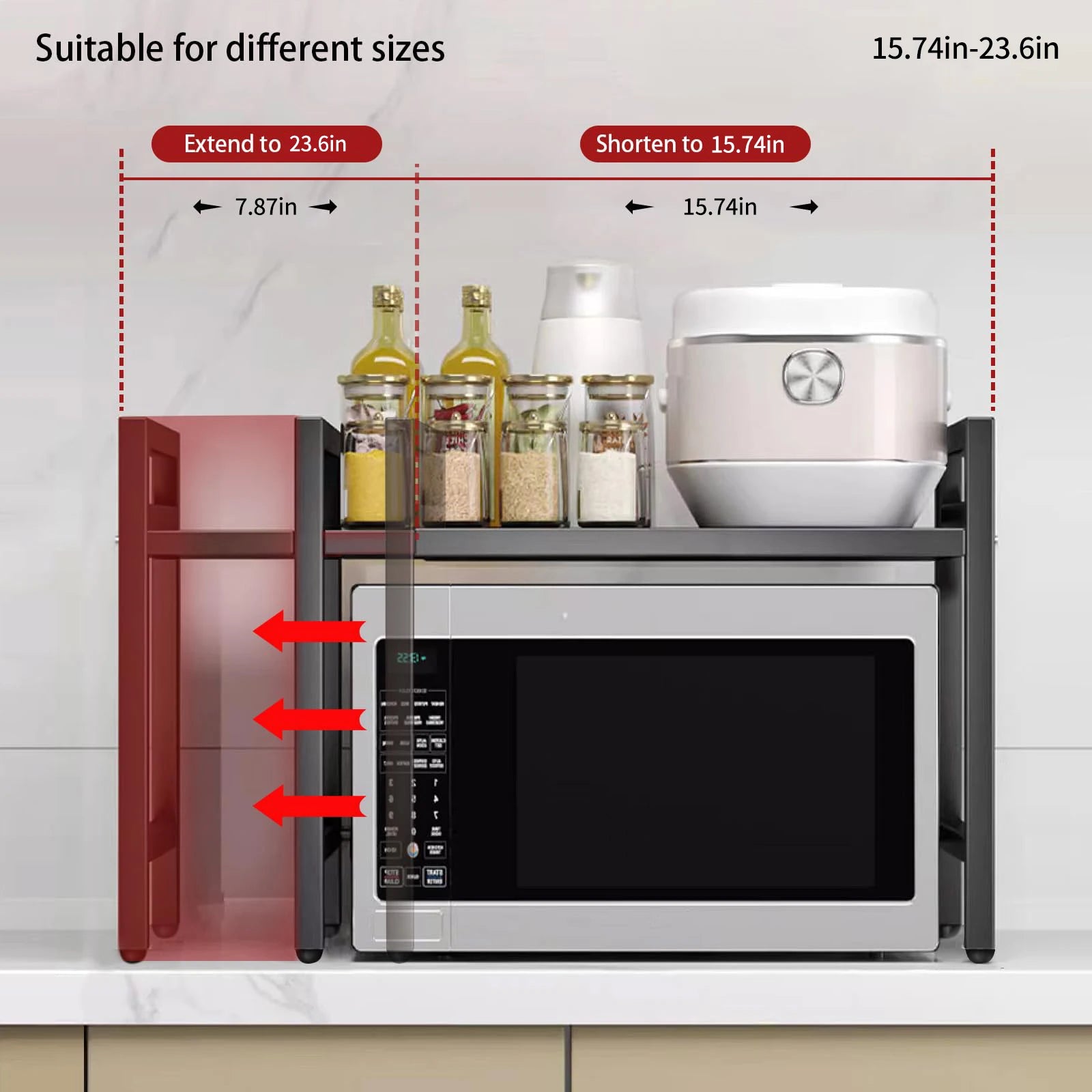 Expandable Metal Microwave Shelf