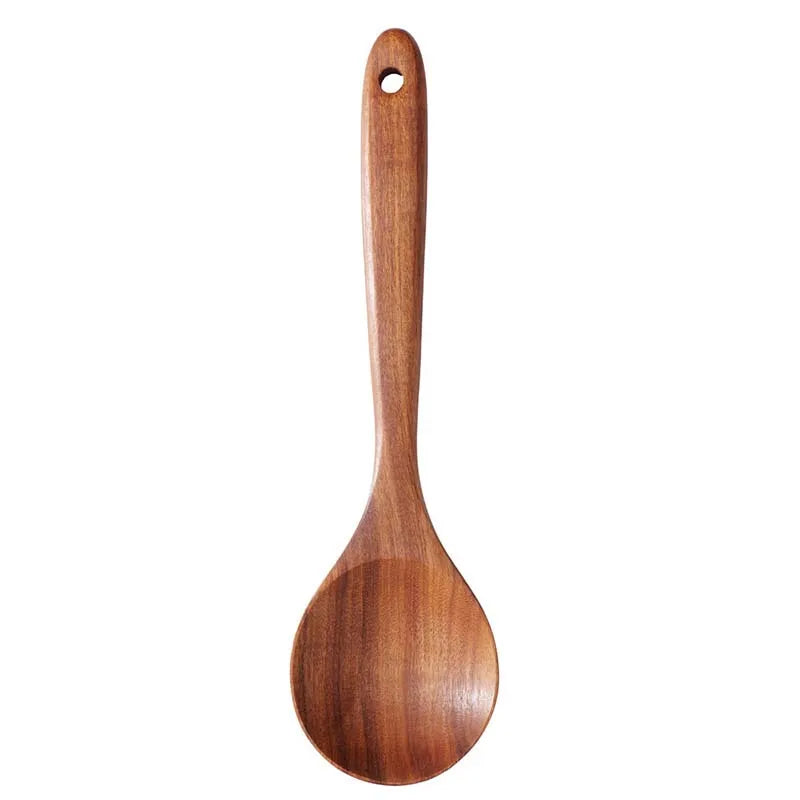 Wood Kitchen Utensil Set — 5 Pieces with Holder