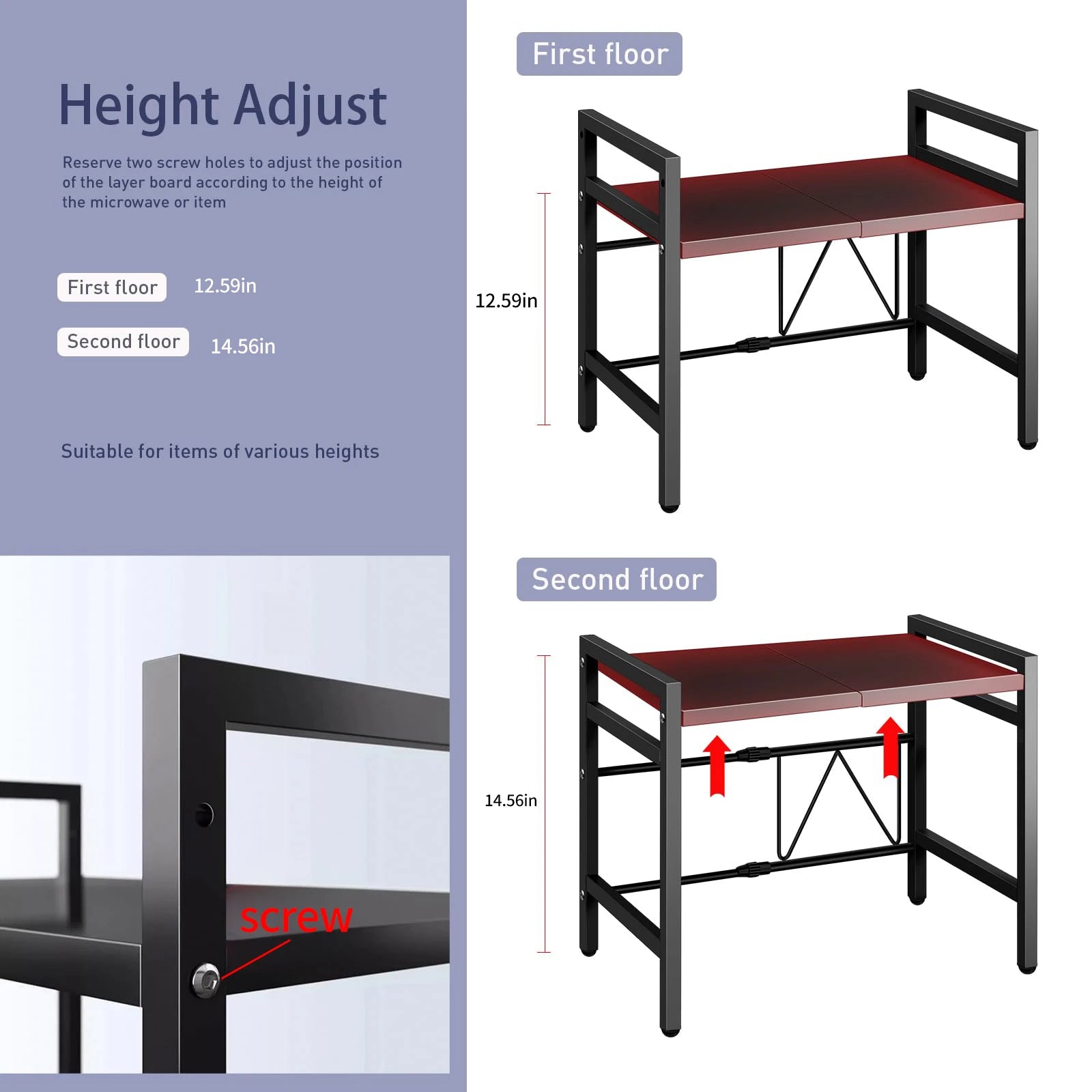 Expandable Metal Microwave Shelf