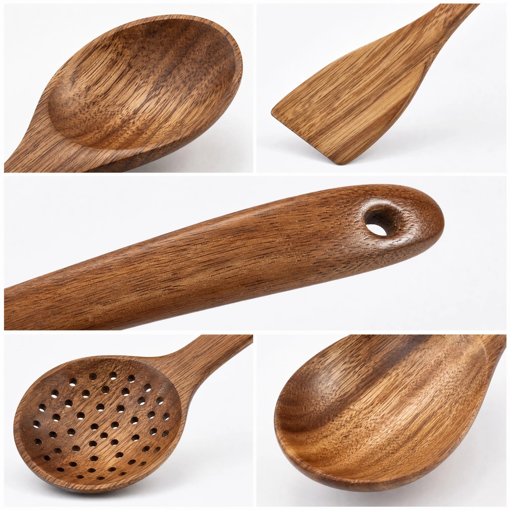 Wood Kitchen Utensil Set — 5 Pieces with Holder