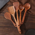Wood Kitchen Utensil Set — 5 Pieces with Holder