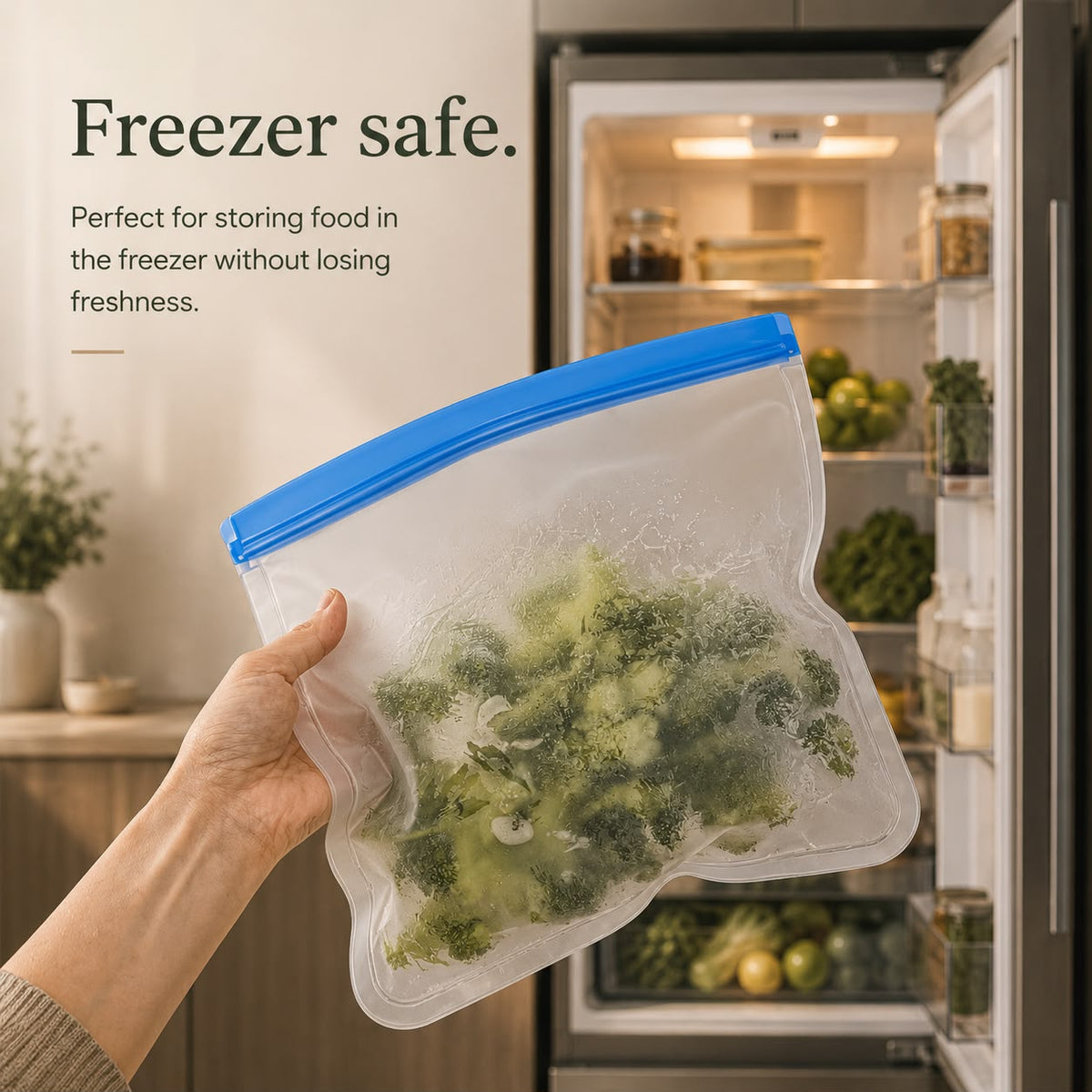 Reusable Silicone Food Storage Bags - Leakproof & Freezer Safe