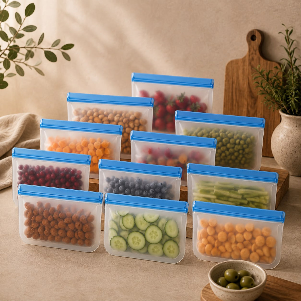 Reusable Silicone Food Storage Bags - Leakproof & Freezer Safe