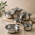 12 Piece Cool Touch Stainless Steel Cookware Set