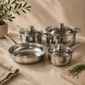 7-Piece Stainless Steel Cookware Set with Tempered Glass Lids