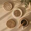 Natural Coaster Gift Set with Green pouch