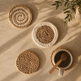 Natural Coaster Gift Set with Green pouch