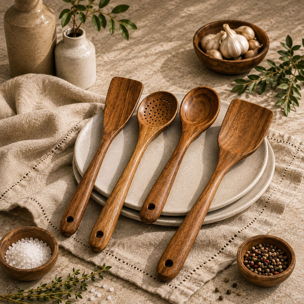 Nosara Teak Wood Utensil Set — 4 Pieces