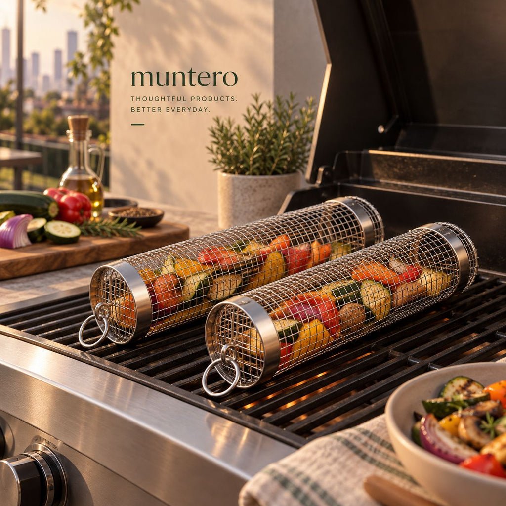 Stainless Steel BBQ Rolling Basket - 2 Pieces