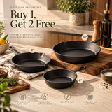 Pre-Seasoned Cast Iron Skillet Set — 3 Pieces