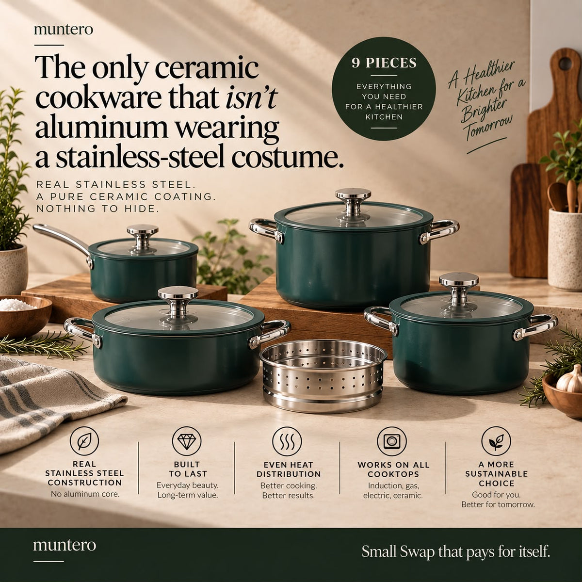 Stainless Steel Ceramic Cookware Set
