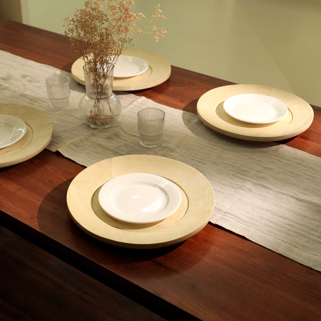 Handcrafted Wood Charger Plate — Natural Beige