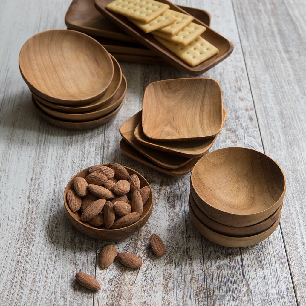 Teak Square Pinch Bowls, Set of 4-1